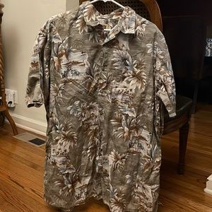 Foundry Men’s Hawaiian Shirt 2XLT olive Button Down Short Sleeve Outdoor